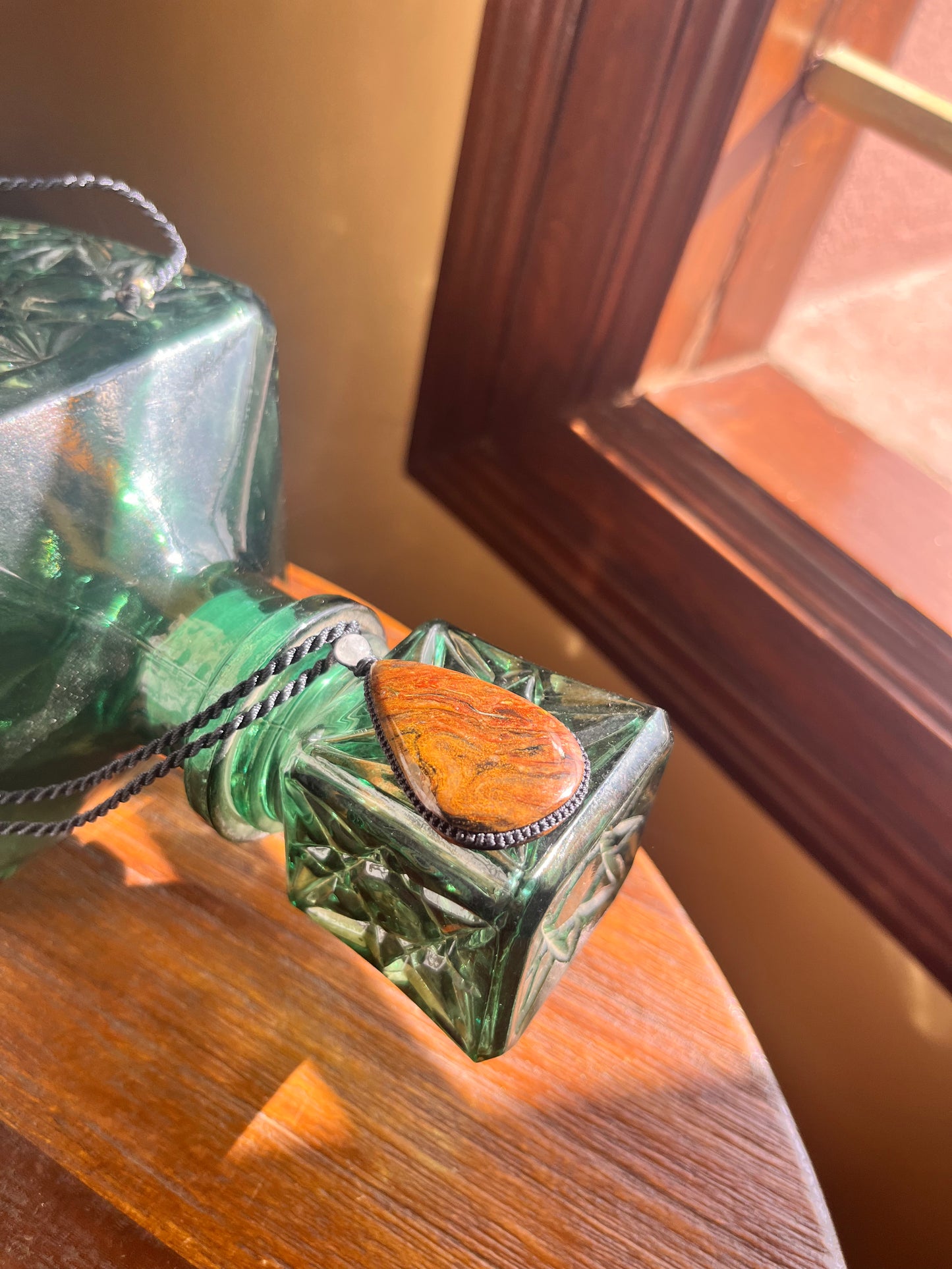 Iron Jasper Brown/Earthy Pendant - With adjustable macrame cord