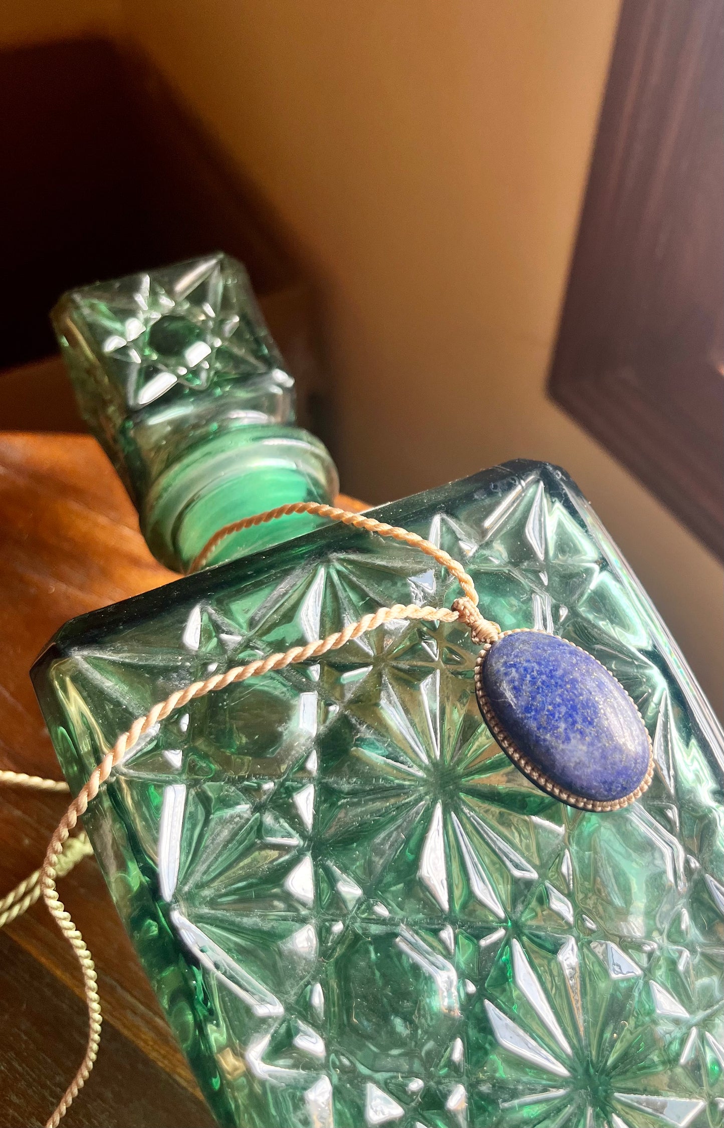 LAPIS LAZULI Blue VIOLET Pendant - With adjustable macrame cord