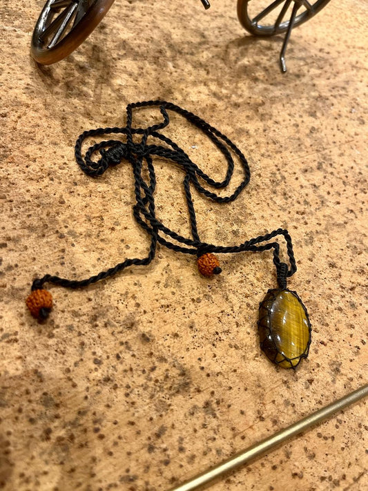 Tiger Eye Pendant in Macrame cord