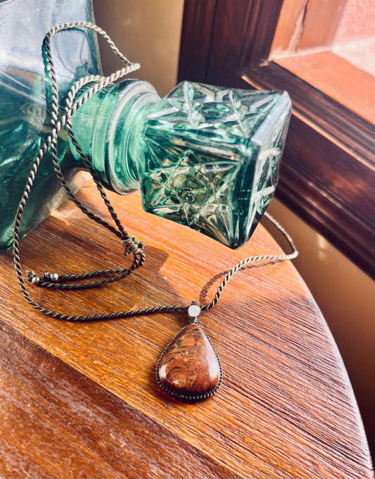 Iron Jasper Brown/Earthy  Pendant - With adjustable macrame cord